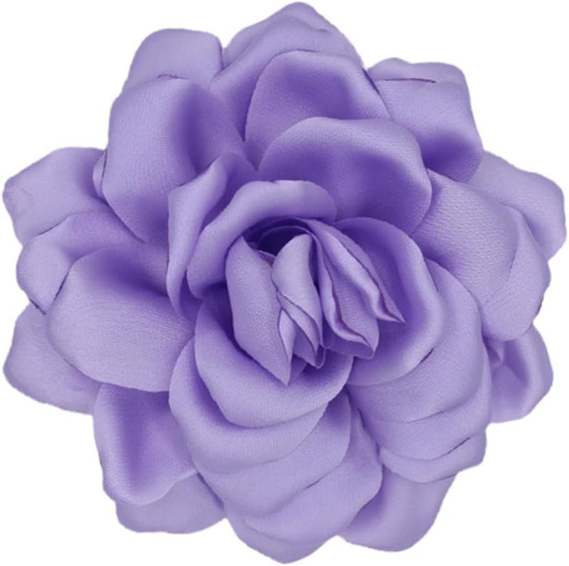 Decixde Satin Fabric Rose Flower Brooches - Handmade Floral Accessory for Wedding Party Dance Banquet Ceremony - Size: 4.72in - Image 5